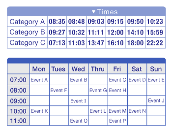 Timetable